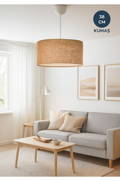 HOMİNG Jüt Çuval Kumaş Başlıklı Sarkıt Avize 38lik Büyük Boy