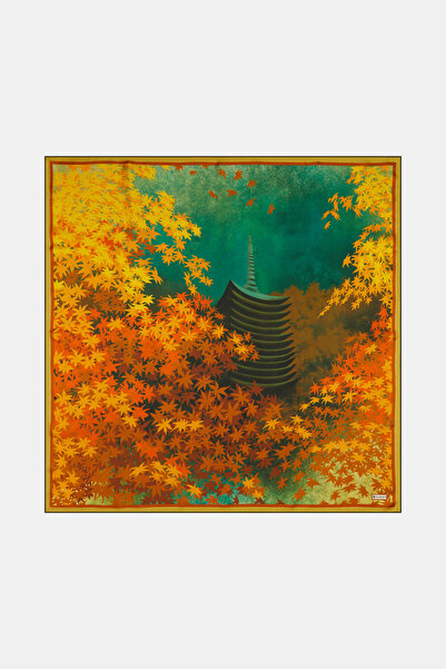 Vakko YEŞİL ÇİÇEK DESENLİ TWILL EŞARP