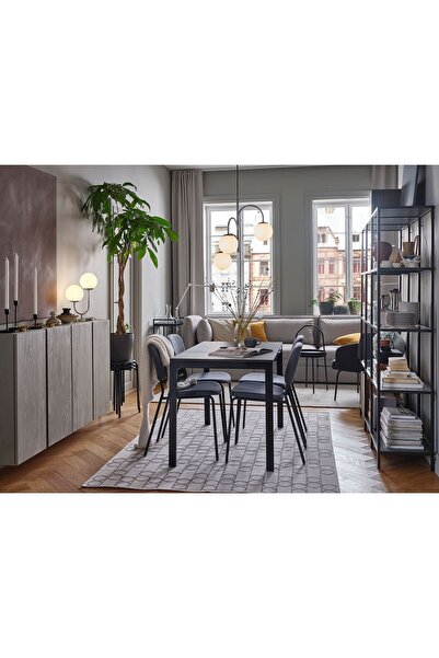 IKEA açılır mutfak masası, siyah-kahverengi, 2-4 kişilik, açılabilir, 80/120x70 cm