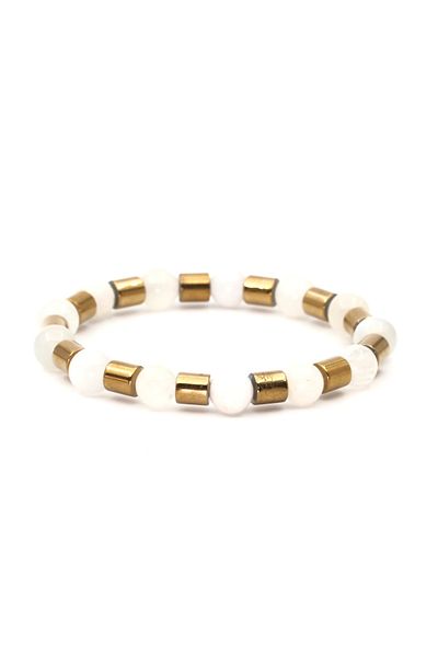 SUMRA Moonstone and Hematite Natural Stone Bracelet Spf-A-018