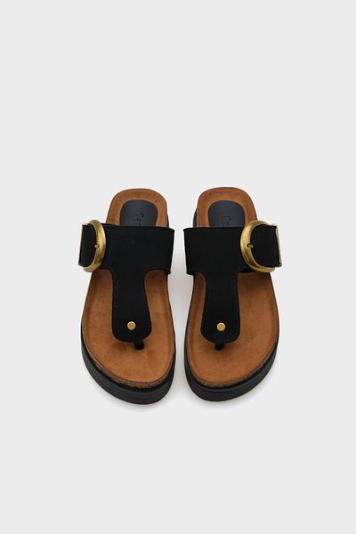 Capone Outfitters Margot Wedge Heeled Flip Flop Single Buckle Women's Comfort Slippers