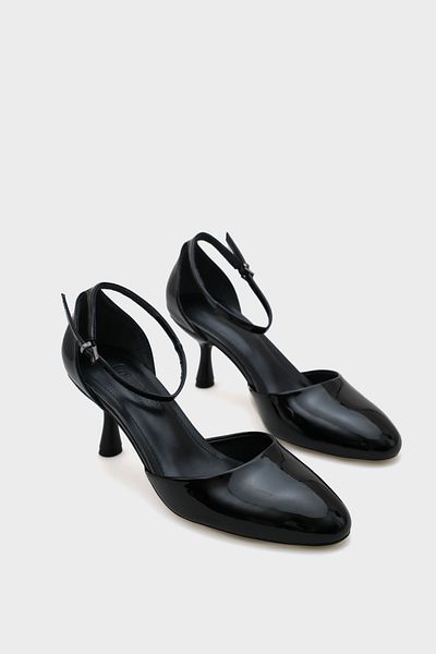 Capone Outfitters Pantofi de damă Renata cu vârf rotund, cu toc mediu, cu curele la gleznă