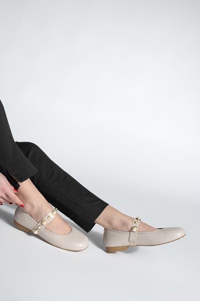 Marjin Damen-Ballerina Vesmi mit Perlenband, beige Farbe