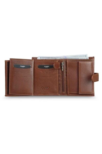 GUARD Multi-Compartment Patch Vertical Tan Genuine Leather Men's Wallet P67P