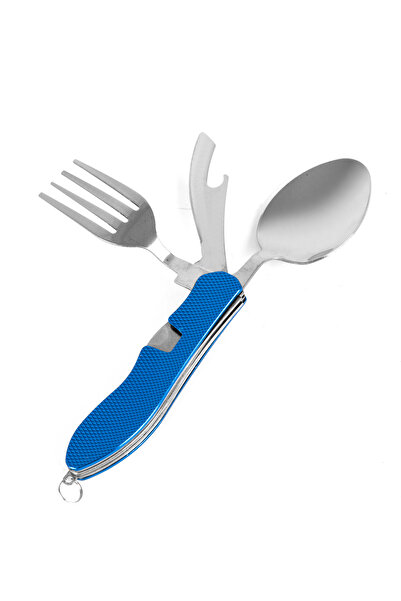 Nurcamp مجموعة سكاكين وشوكة ملعقة للتخييم قابلة للطي 4 في 1