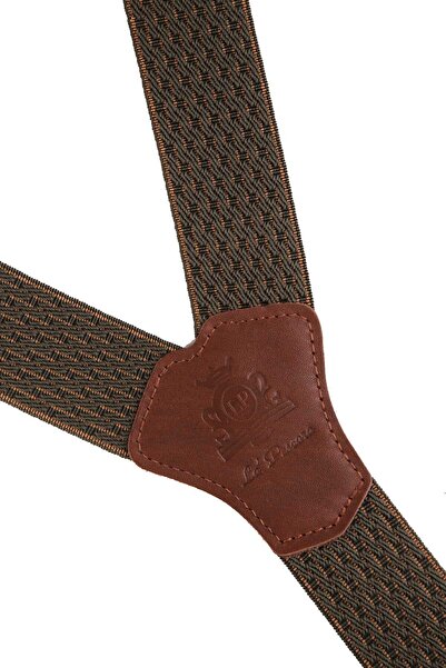 Kravatkolik Δερμάτινο Χακί Ζακάρ Παντελόνι με Κρεμάστρα με Τρύπες για Κουμπιά PAN151