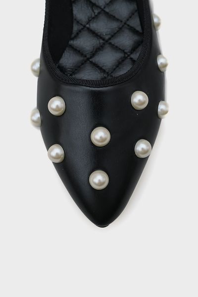 Capone Outfitters Alice Pearl Accessory Pointed Toe Ballerinas