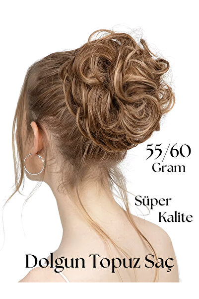 YARAT Topuz Ombreli Peruk Sari-Kumral Lastikli Topuz Tokasi Postiş 55/60 Gram...