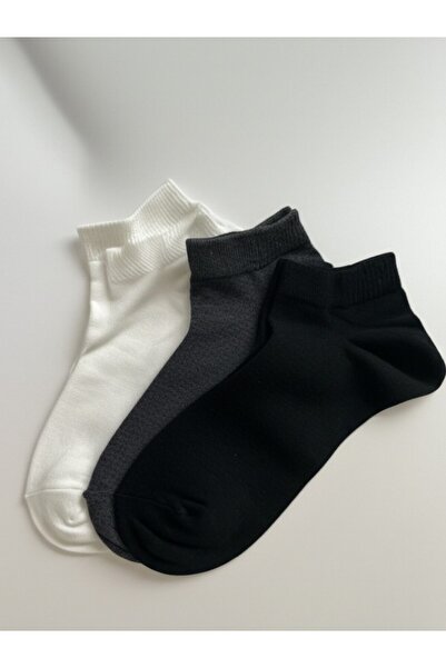 KANERUZ Black White and Gray Color Premium Bamboo Seamless Booties Socks 3-Piece