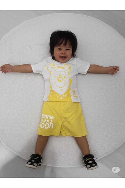 Store Yellow Winnie Te Pooh Boys' Summer Suit Bottom-Top Suit Thin Beach