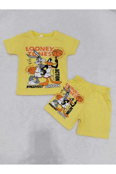 Store Yellow Rabbit Printed Boys' Summer Suit Thin Beach