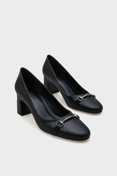 Capone Outfitters Rayna Round Toe Mid Heeled Women's Shoes with Metal Accessories