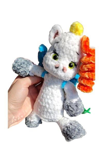 OEM Crocheted Plush Toy, Unicorn PIC ROCK STAR, Rainbow Mane, Detachable Wings, 26x15cm, Multicolor