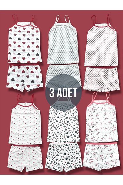 Erdenay Tekstil Girl's Athlete Boxer Set Cotton 3 Pack