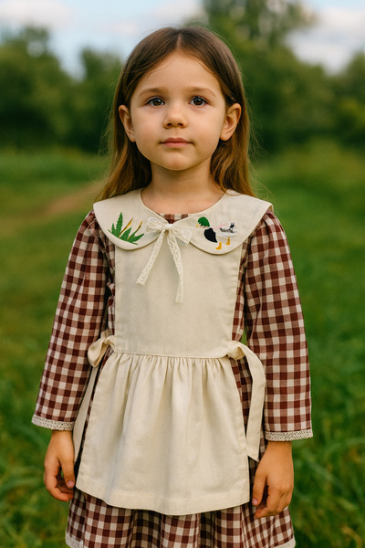 Baby Kız Çocuk Elbisesi/ Işlemeli Bebe Yakalı Kız Çocuk Elbisesi/çıkarılabile...