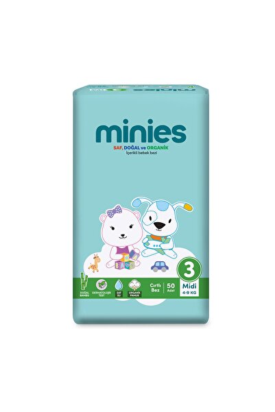 Minies Bebek Bezi Midi 3 Beden 4-9 Kg 50 Adet