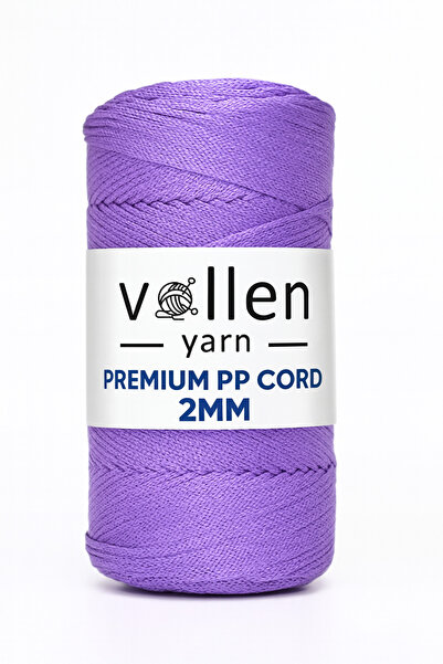 vollen yarn 200gr/230m Premium Polyester Makrome Ipi 2mm ,makrome Ip,makrame,supla,çanta Ipi,lila