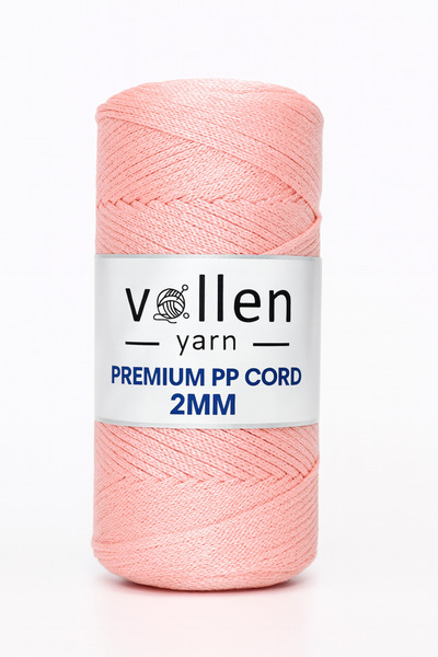 vollen yarn 200gr/230m Premium Polyester Macrame Twine 2mm, μακραμέ Σχοινί, μακραμέ, σουπλά, τσάντα Σχοινί, πούδρα Ροζ