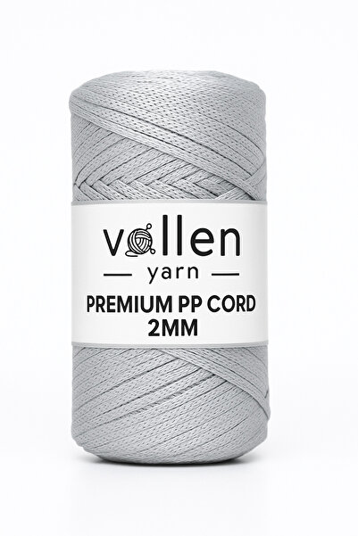 vollen yarn 200gr/230m Premium Polyester Makrome Ipi 2mm ,makrome Ip,makrame,supla,çanta Ipi,açık Gri