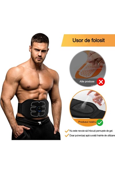 MILARIS Centura de electrostimulare abdominala, 6 Moduri, 9 Trepte de intensitate,, masaj abdominal L/XL
