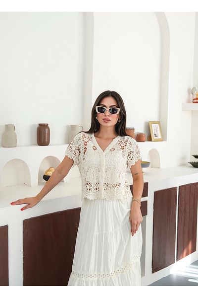 BLUE DAY'S Women's Crochet Cardigan Bohemian Style