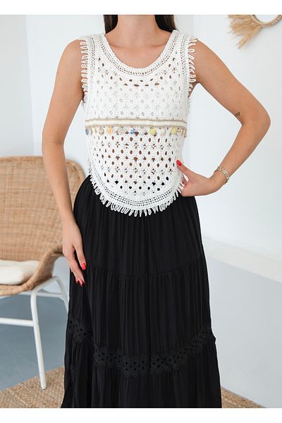 BLUE DAY'S Women's Cotton Crochet Vest