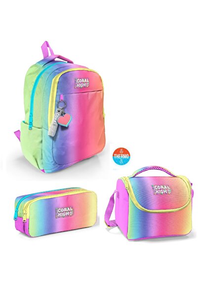 Coral High Kids Renk Geçişli Desenli 3 lü Okul Çanta Seti SET0123668