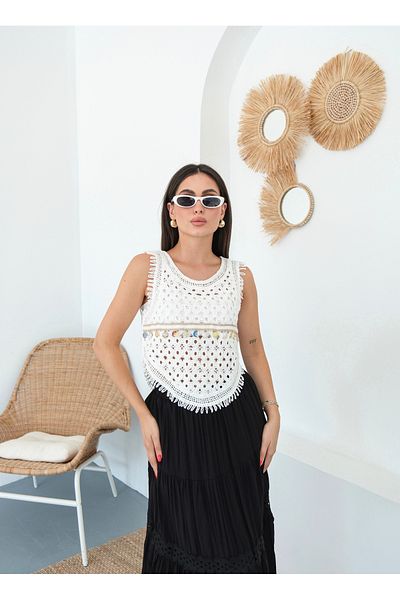 BLUE DAY'S Women's Cotton Crochet Vest