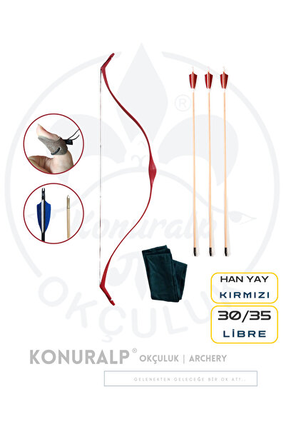 KONURALP OKÇULUK Geleneksel Okçuluk Başlangıç Seti "han" (+3 Ok) } Genç/yetişkin