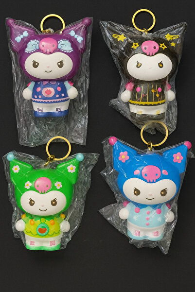 Srctech 4'lü Kuromi Sukuşi Figürlü Yumuşak Anahtarlık Çanta Süsü - 8 CM Yeni ...