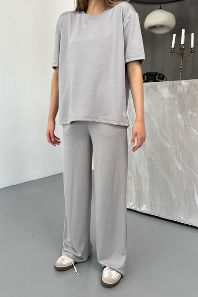 Mogi Butik Women's Modal Fabric Short Sleeve Tracksuit Set 3081