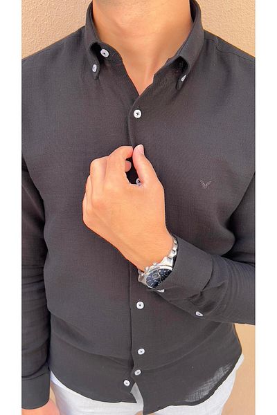 Fitmens Slim Fit Long Sleeve Muslin Cotton Comfortable Breathable Fabric with Collar Buttoned Bottom Gift Boxed Men's