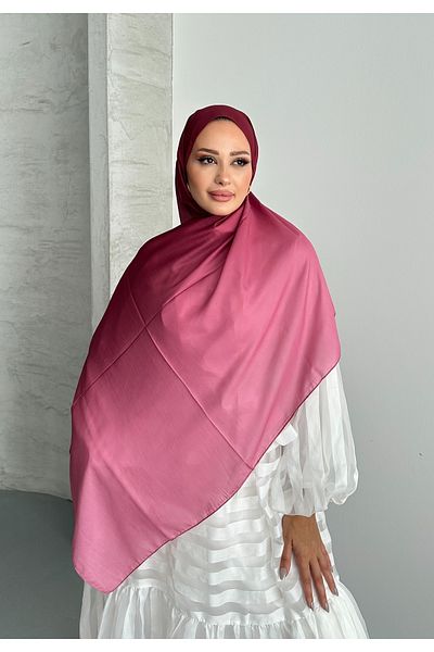 Stella Eşarp Aural Pink-Claret Red Gradient Pattern Soft Cotton Shawl
