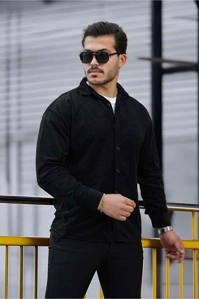 Valiberta Oversize Corduroy Shirt for Men - Black