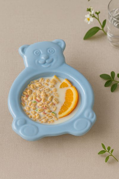 Anadolu Saray Blue Bear Shaped Handmade Ceramic Serving Bowl and Plate Serving Presentation Catering - 1 Pc