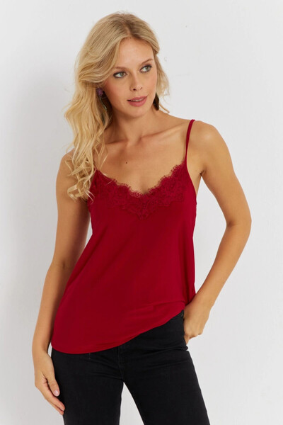 Cool & Sexy Kadın Kırmızı Dantelli Atlet AYD353