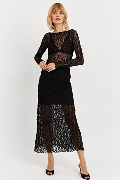 Cool & Sexy Dámská černá krajková midi sukně FS9824