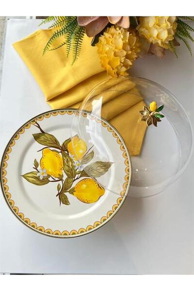 ROSSEV Amarillo Enamel Footed Cake Dome