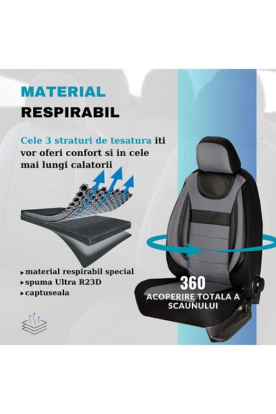 SMARTIC Car seat covers, Dynamic, 11 pieces, airbag compatible, foldable, 3 layers of material