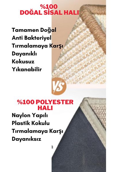 AKTURK HOME Natural Sisal Cat Scratching Mat 60X40 cm Cat Grassed Screen Floor Furniture Compatible Versatile Use