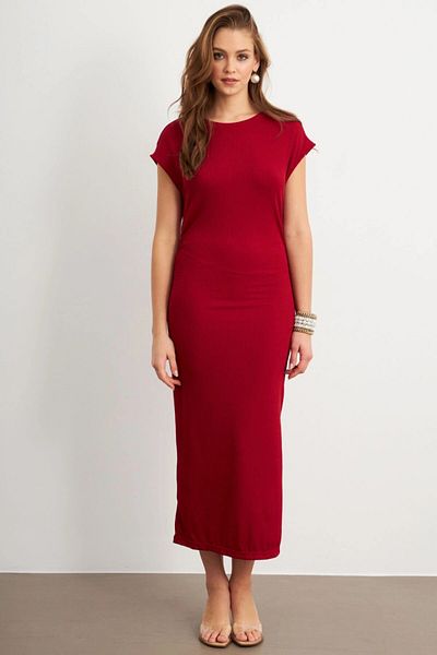 Cool & Sexy Rochie midi burgundy pentru damă MK35