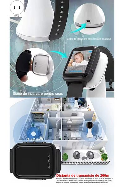 MILARIS Wireless Baby Monitor With Smartwatch, MILARIS®, Ability to Talk to Baby, Built-in Microphone