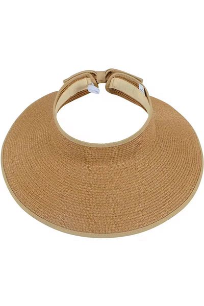 Saria Moda Camel Straw Velcro Bow Uv Protective Women's Hat