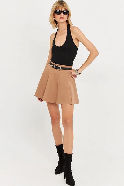Cool & Sexy Camel Scuba Women's Mini Skirt - Pleated, Daf3204