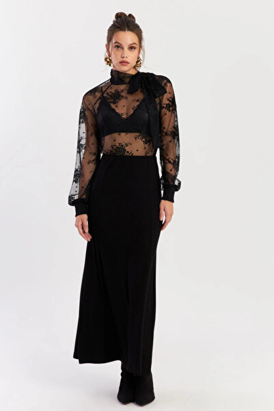 Cool & Sexy Fusta maxi Evoze cu talie elastică neagră pentru femei EY2923