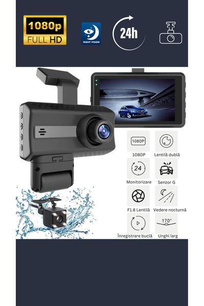 MILARIS Camera Auto de bord MILARIS®, 1080p FullHD, G-sensor, Inregistrare in bucla, Camp vizual de 170