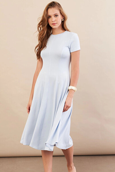 Cool & Sexy Kadın Bebe Mavi Midi Çan Elbise DMR461