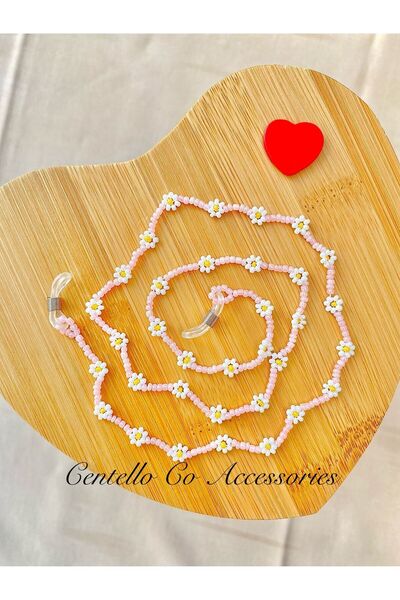 WiLi Çocuk Gözlük Zinciri Gözlük İpi Gözlük Aksesuarı Handmade Pembe Mini Pap...