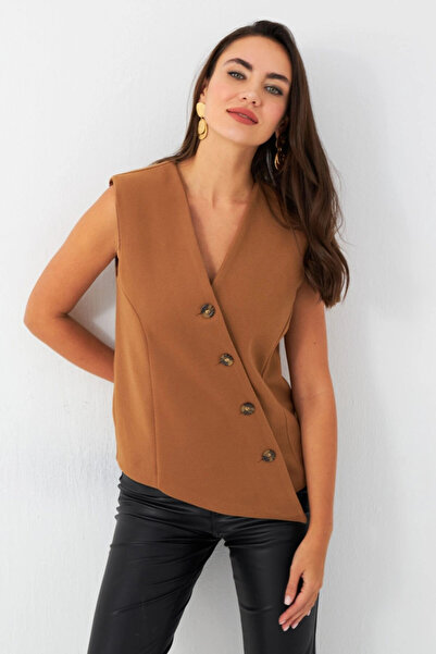 Cool & Sexy Vestă asimetrică căptușită Camel RAD50102 pentru femei