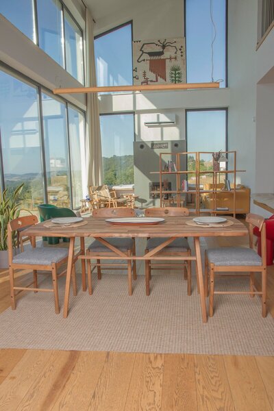 unboxdeco 8 Kişilik Slim Masif Ceviz Ahşap Masa Takımı, 8 Adet Alaçatı Ceviz ...